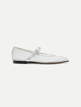 Mary Jane Ballet Flats in Silver Mesh