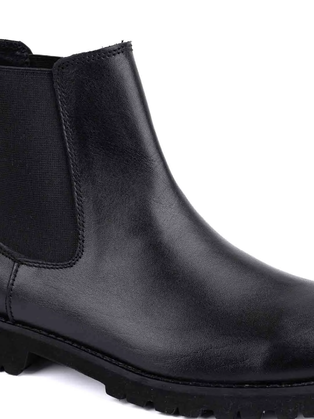 Men Black Solid Mid-Top Chelsea Boots