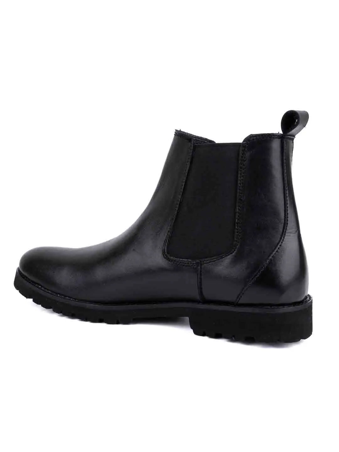 Men Black Solid Mid-Top Chelsea Boots