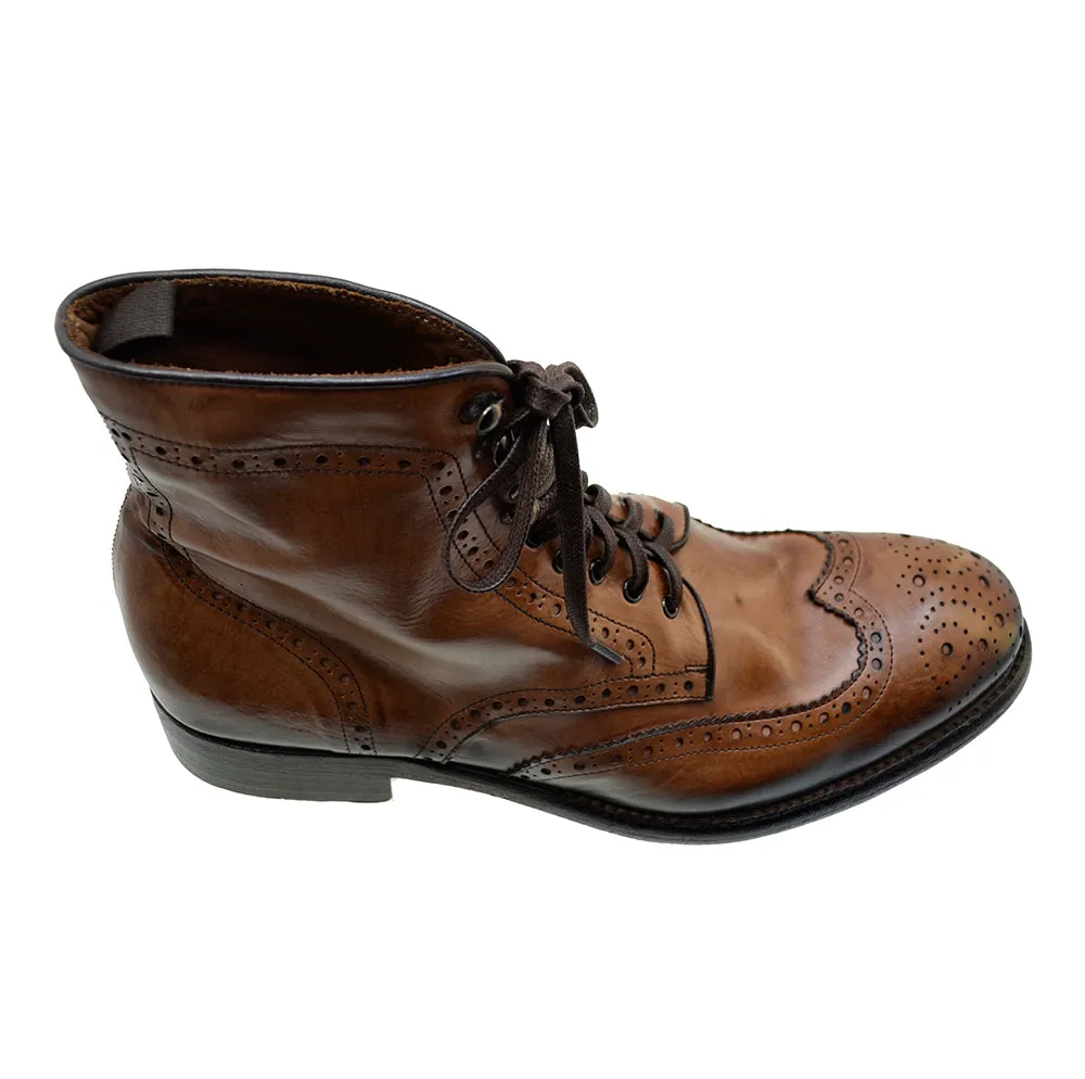 Men's Italian Shoes Jo Ghost 3292 Brown Leather Vintage Brogues Boots