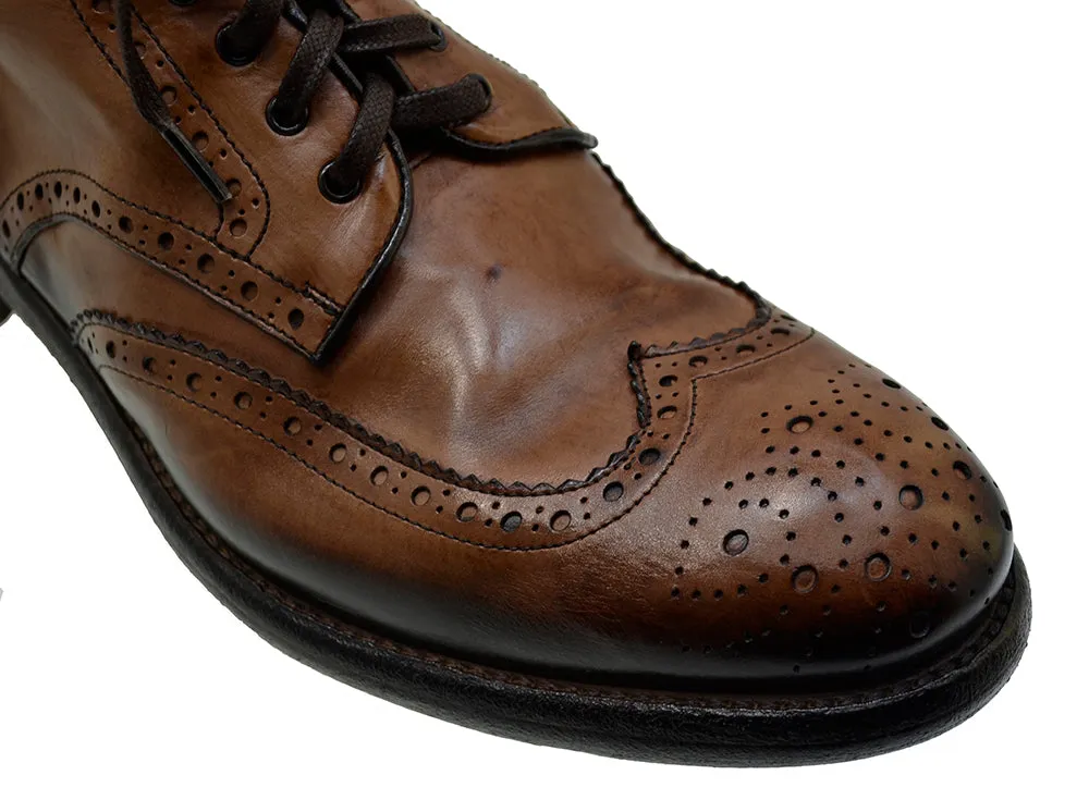 Men's Italian Shoes Jo Ghost 3292 Brown Leather Vintage Brogues Boots