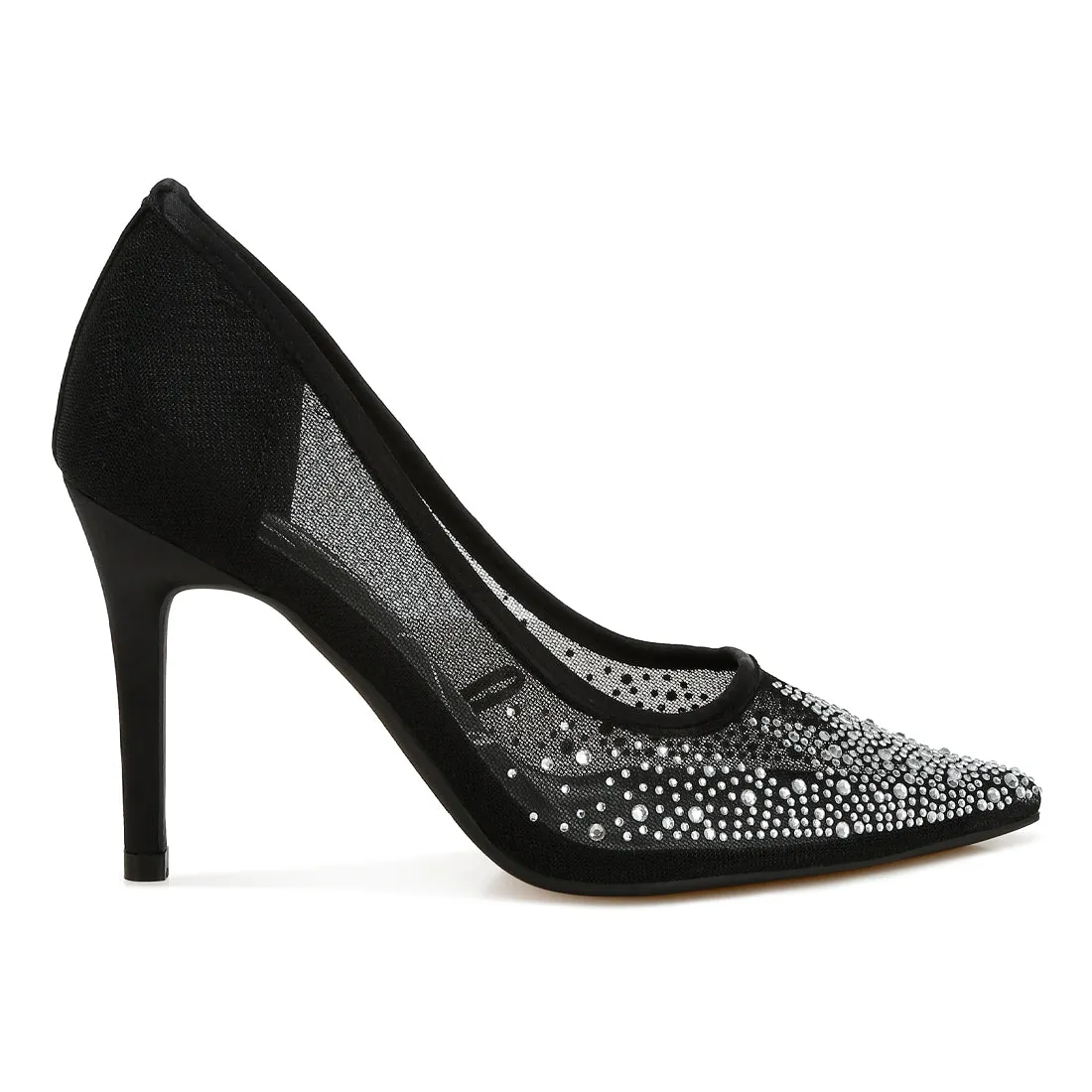 Mesh Rhinestone Stiletto Pumps