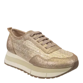 NAKED FEET - KINETIC in GOLD RAFFIA Platform Sneakers