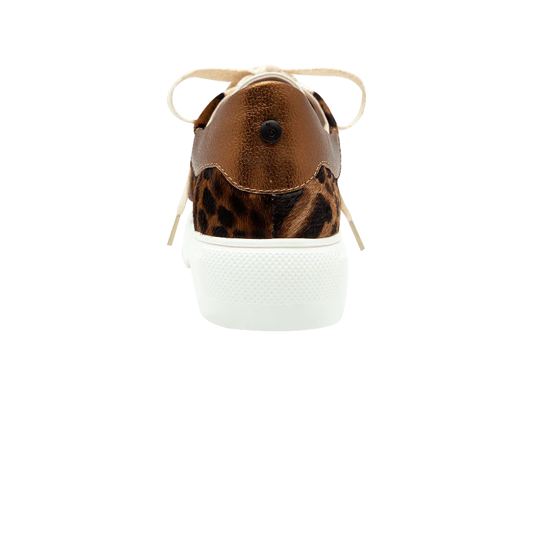 Platform tennis shoes in leather and animal print fur (the background finish is natural and may vary depending on the skin)