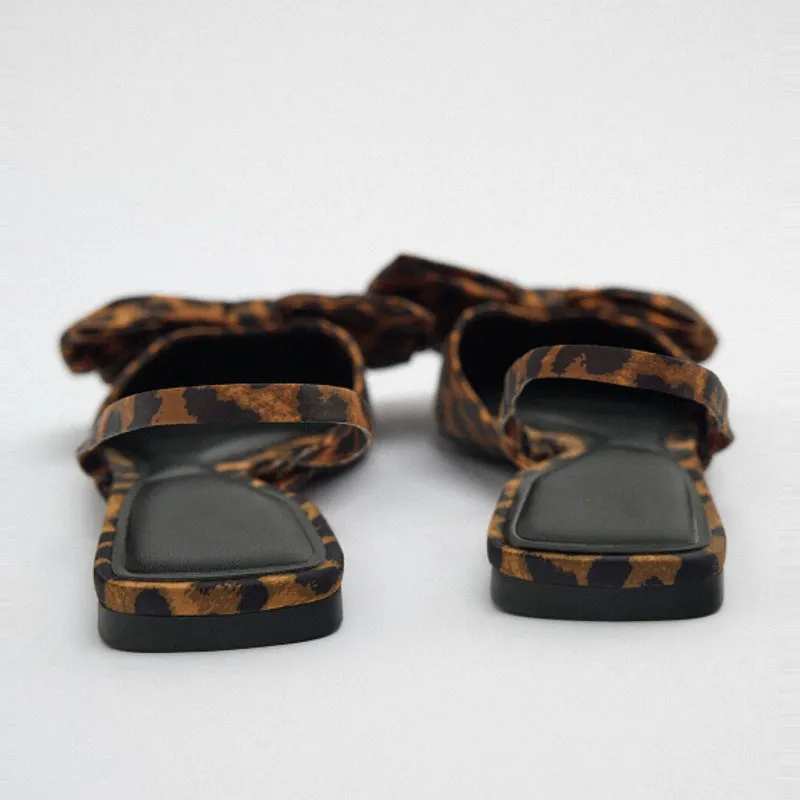 Pointed Toe Leopard Print Bow V-Cut Casual Ballet Flats Shoes