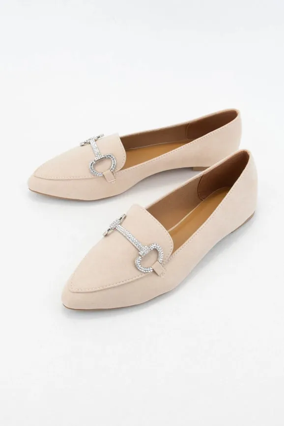 Pointed Toe Rhinestone Shimmer Flats