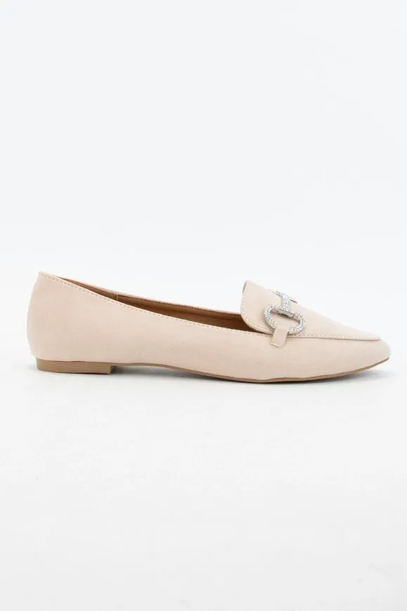 Pointed Toe Rhinestone Shimmer Flats