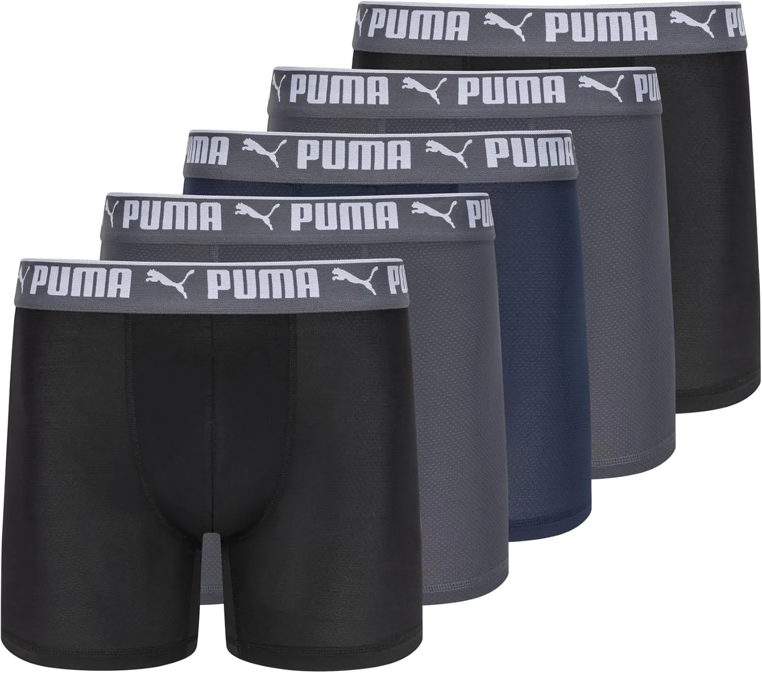 PUMA Men's 360-degree Mesh 5 Pack Boxer Briefs