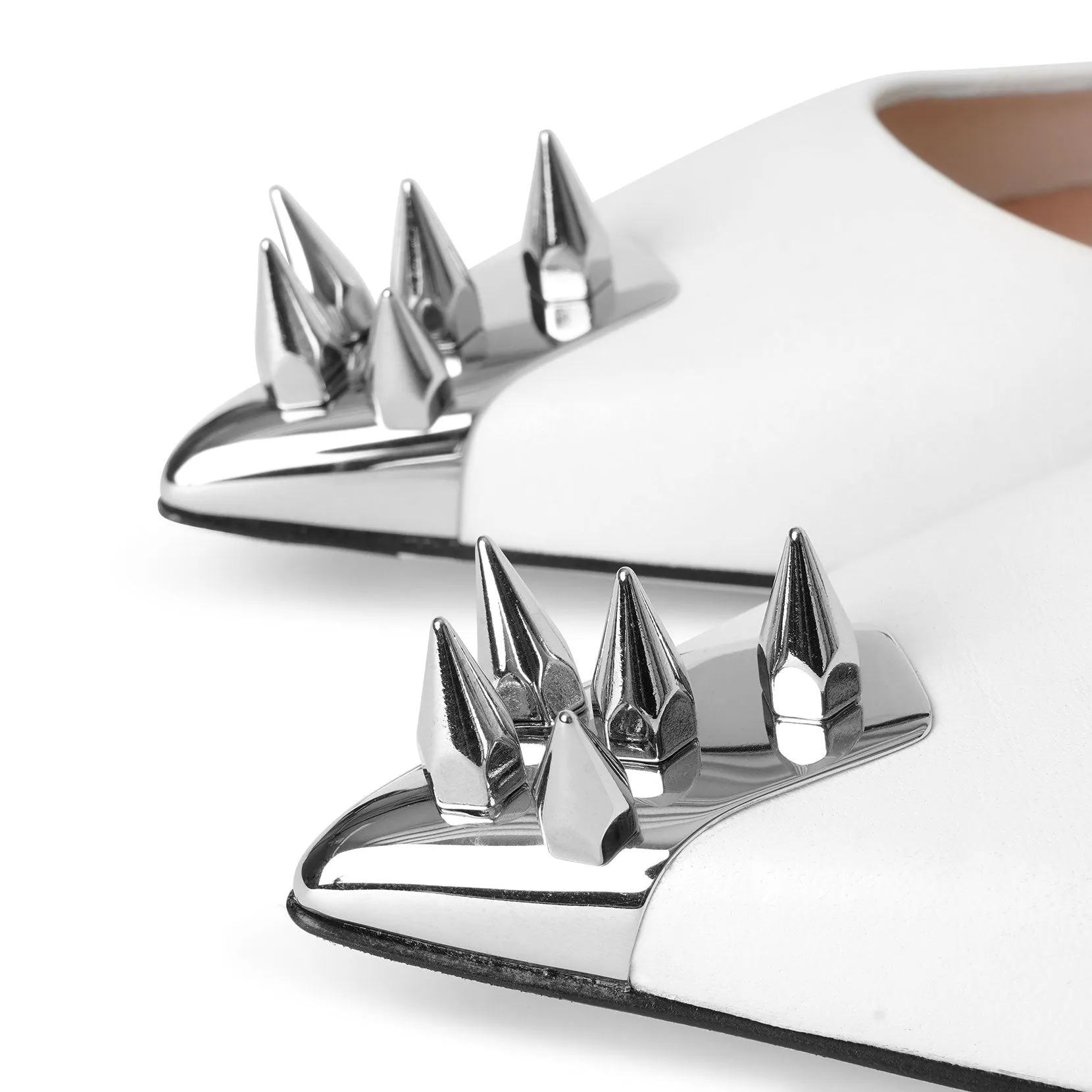 Punk stud soft white ballerina