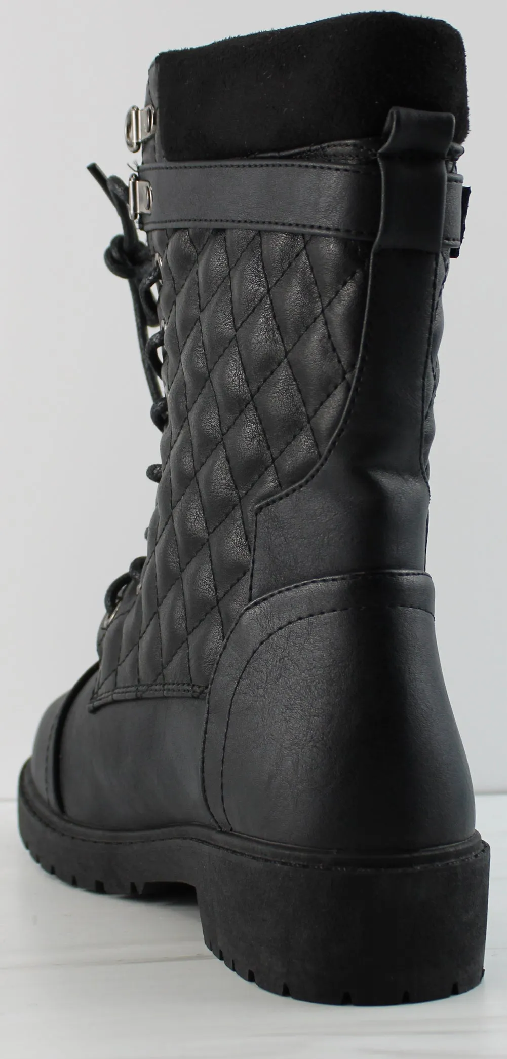 Ramona 08 Women's Quilted Patterned Mid Calf Lace Up Boots