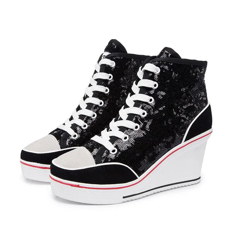 Sequin Platform Sneakers