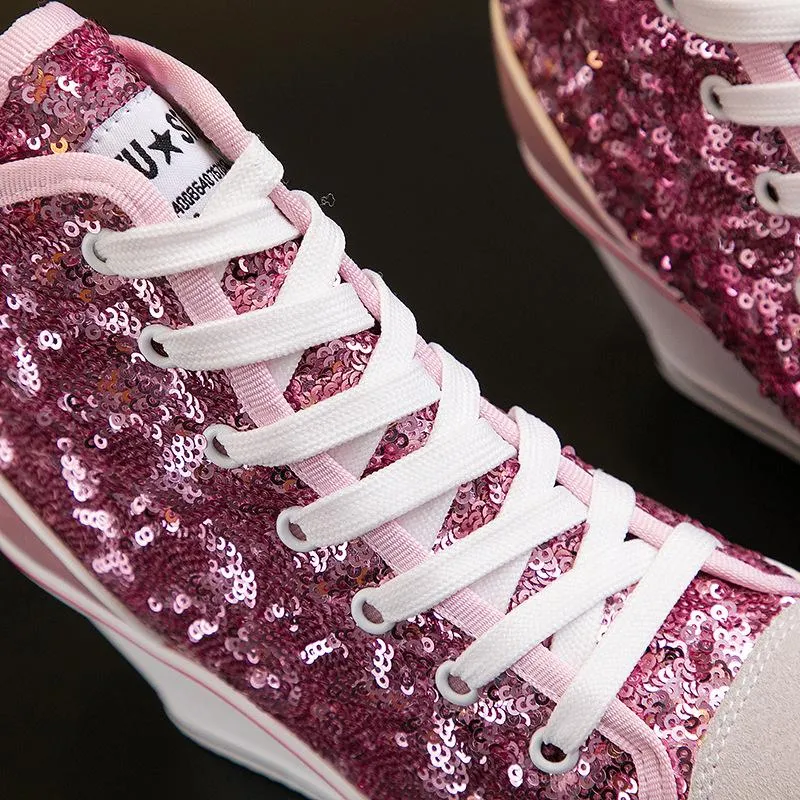 Sequin Platform Sneakers