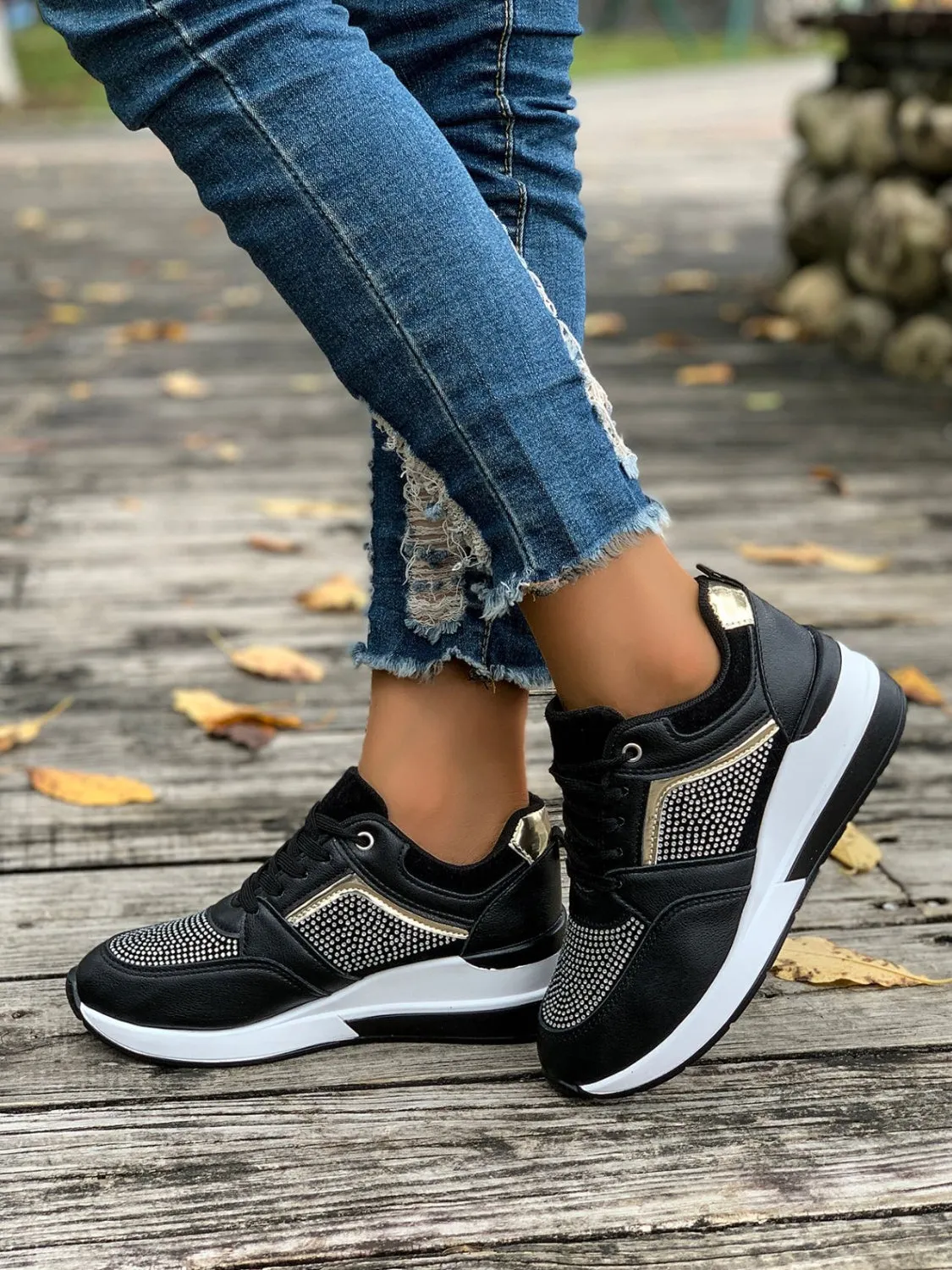 Sparkle Mesh Platform Sneakers