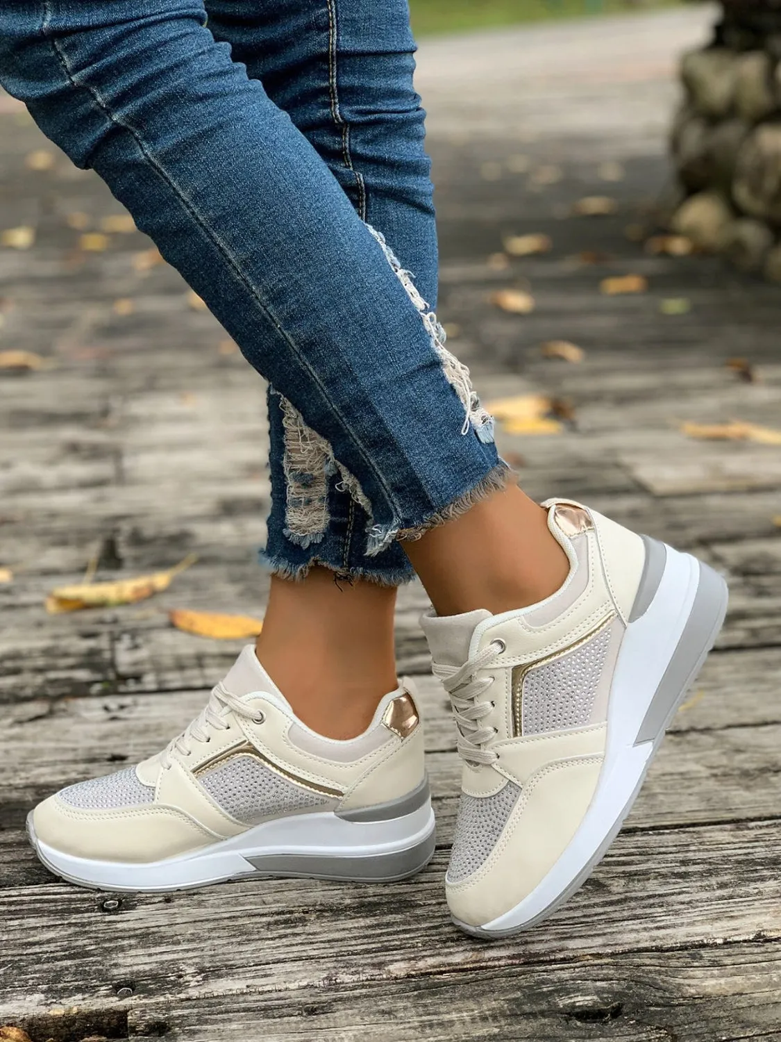 Sparkle Mesh Platform Sneakers