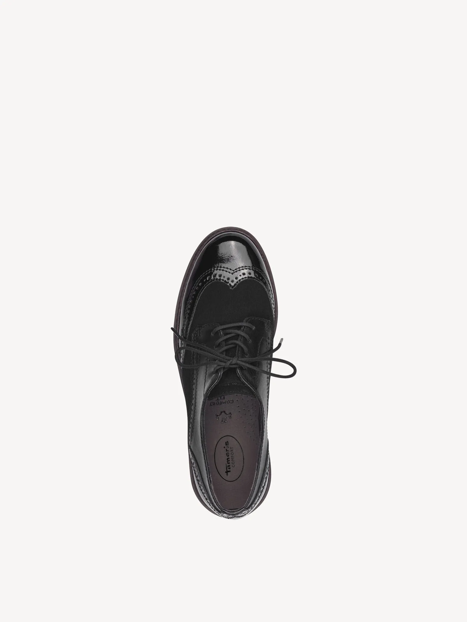 Tamaris Women's 8-83300-43 Leather Brogue Shoes Black Combi