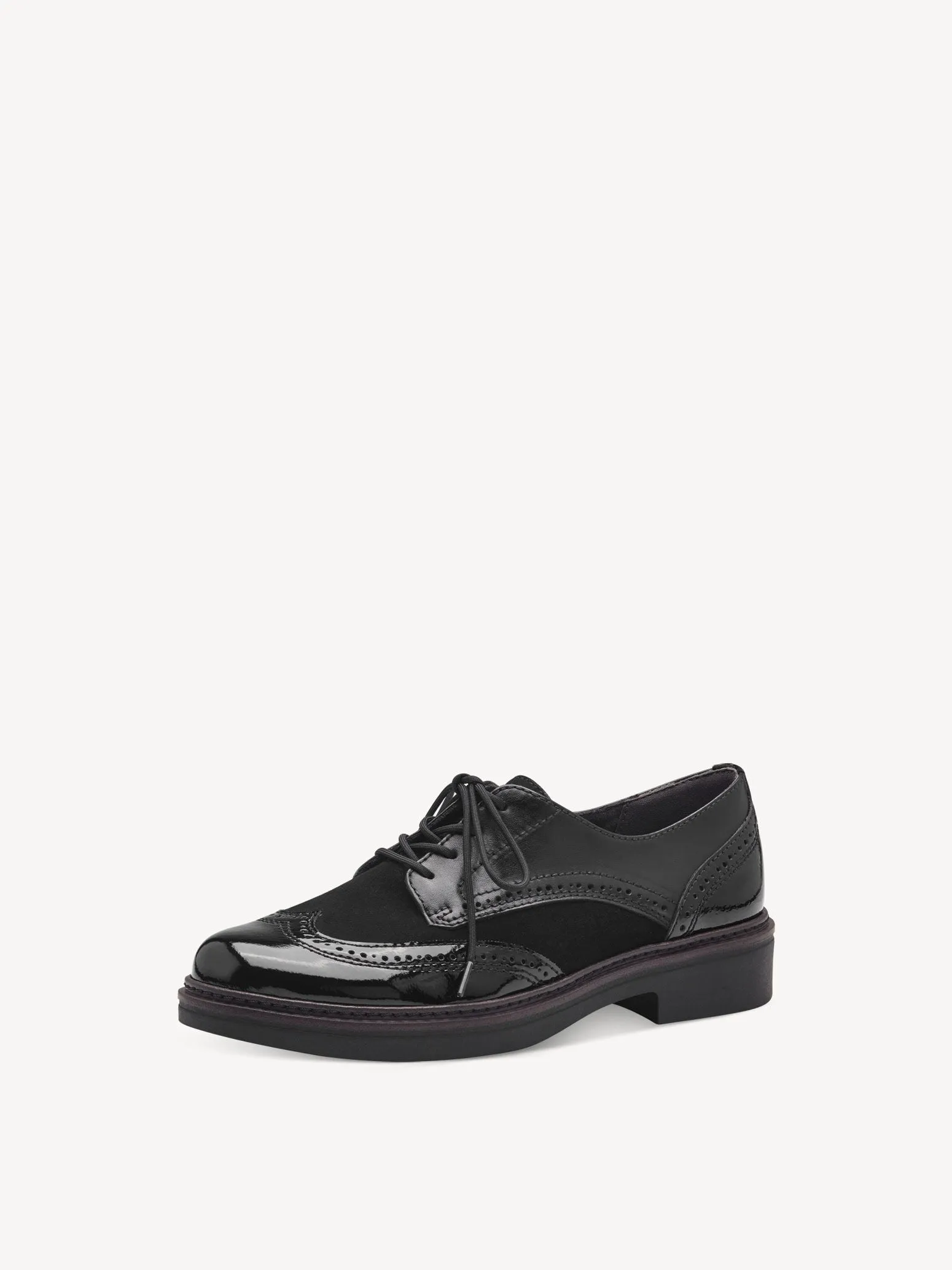 Tamaris Women's 8-83300-43 Leather Brogue Shoes Black Combi