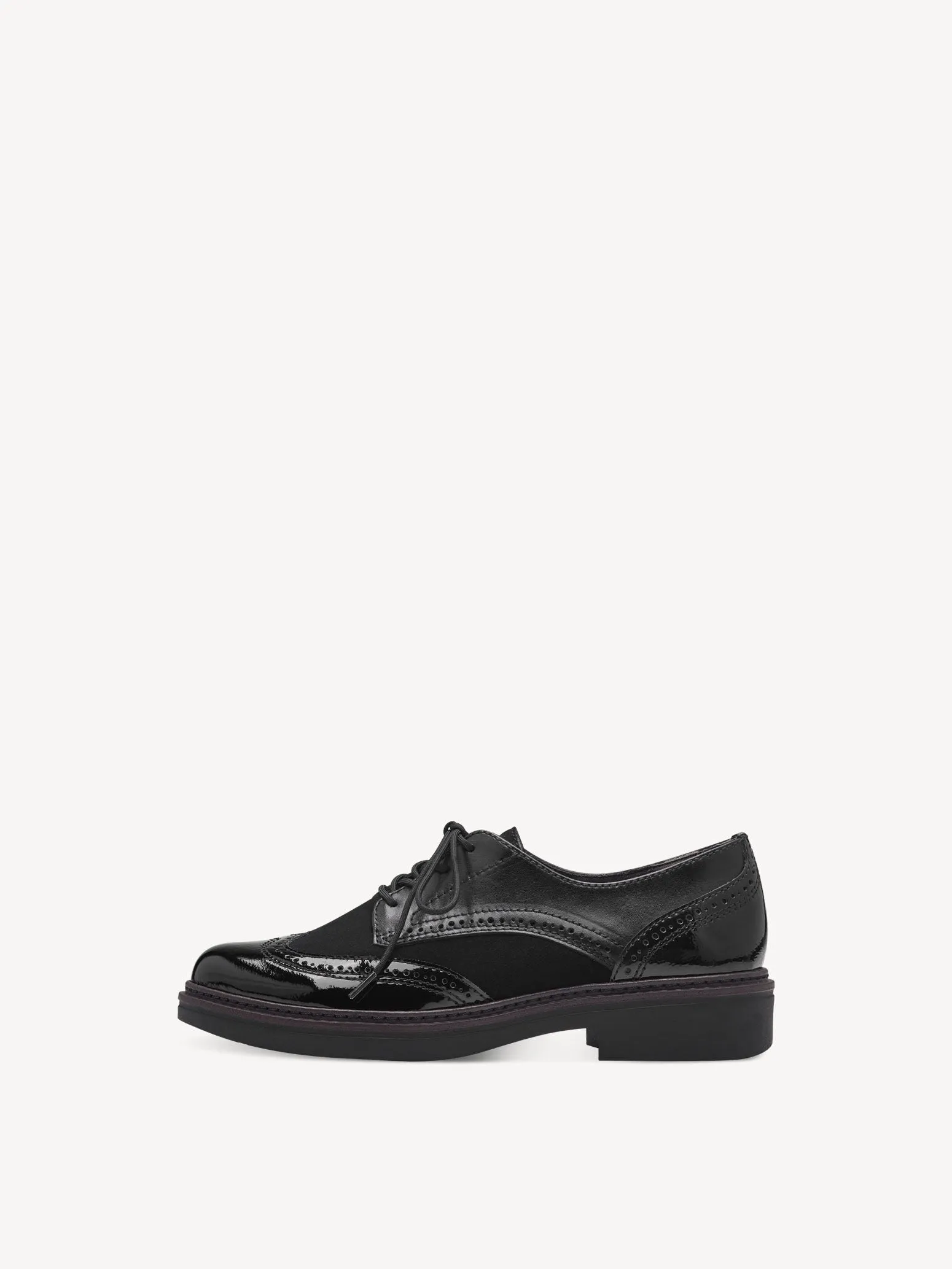 Tamaris Women's 8-83300-43 Leather Brogue Shoes Black Combi