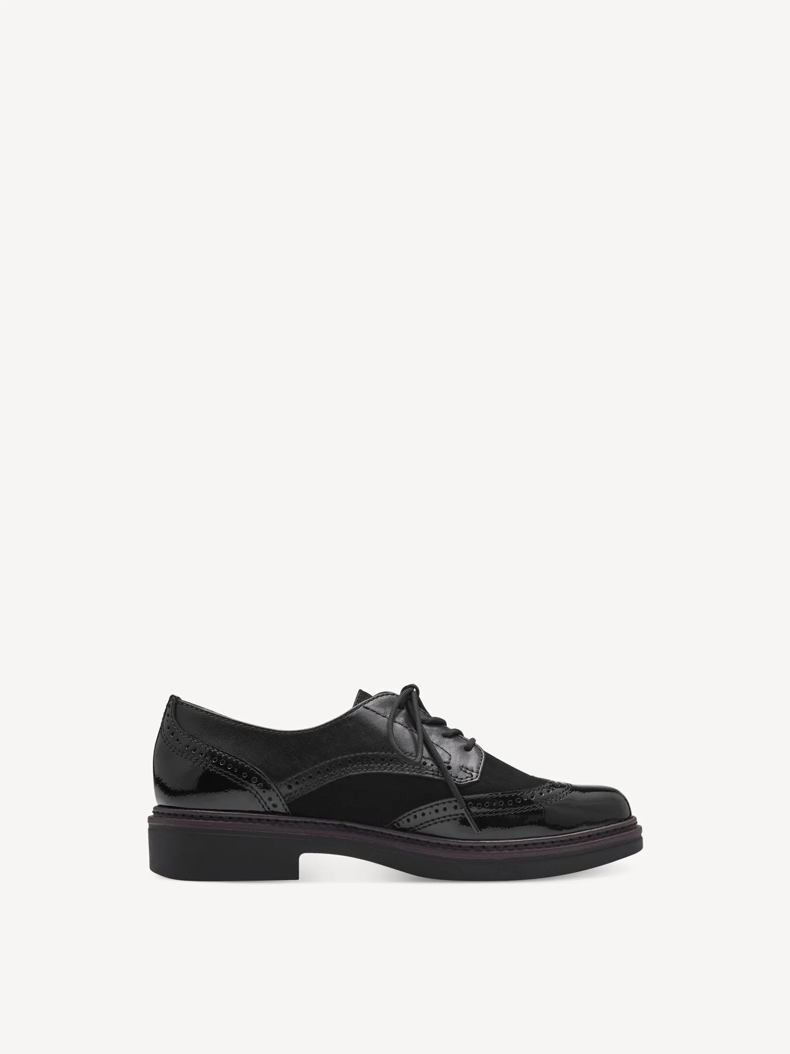 Tamaris Women's 8-83300-43 Leather Brogue Shoes Black Combi