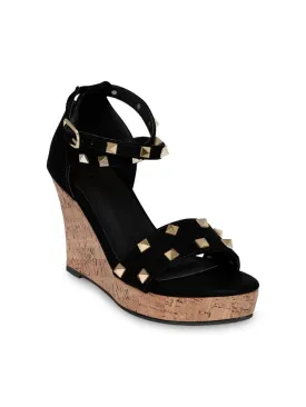 Tao Paris Kayra TP10025-01 Studded Black Wedges