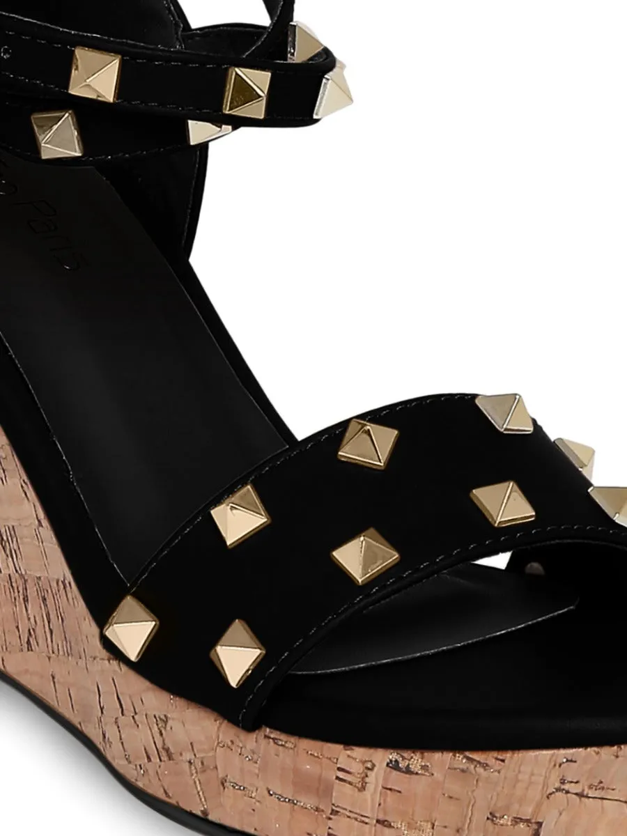 Tao Paris Kayra TP10025-01 Studded Black Wedges