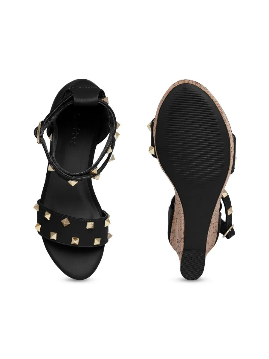 Tao Paris Kayra TP10025-01 Studded Black Wedges