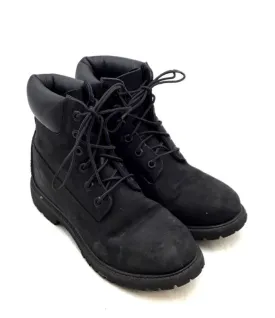 Timberland Women's Premium 6-Inch 8658A Black Leather Combat Boots - Size 7M
