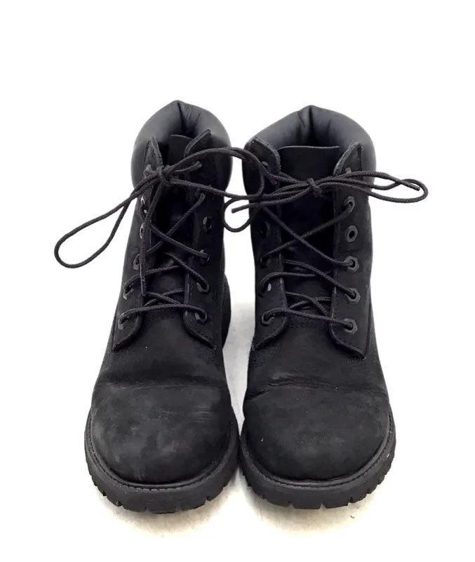 Timberland Women's Premium 6-Inch 8658A Black Leather Combat Boots - Size 7M