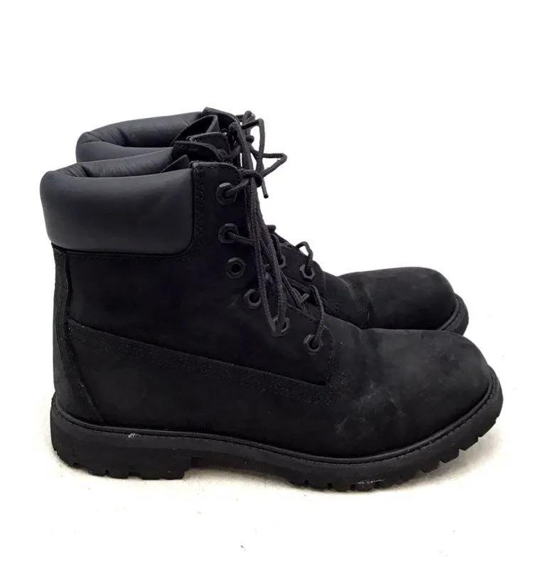 Timberland Women's Premium 6-Inch 8658A Black Leather Combat Boots - Size 7M