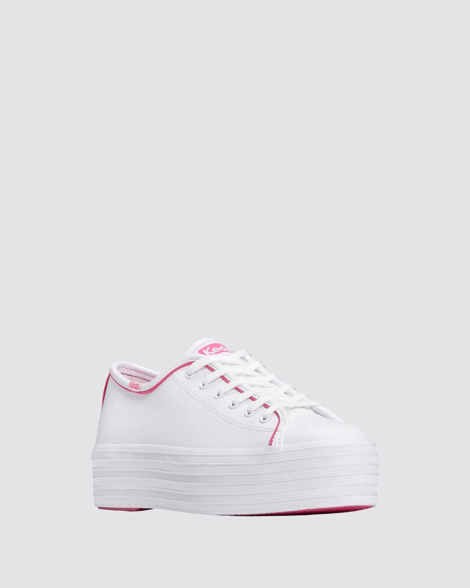 TRIPLE UP PLATFORM SNEAKERS POP BINDING WHITE/FUCHSIA LEATHER
