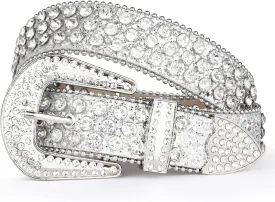 UnFader Womens Men Rhinestone Western Belts Bling Cowgirl Designer Diamond Studded Belts for Jeans
