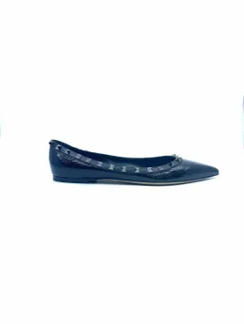 VALENTINO Size 9.5 Black Patent Leather Flats