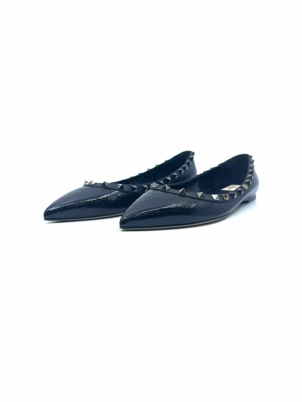 VALENTINO Size 9.5 Black Patent Leather Flats