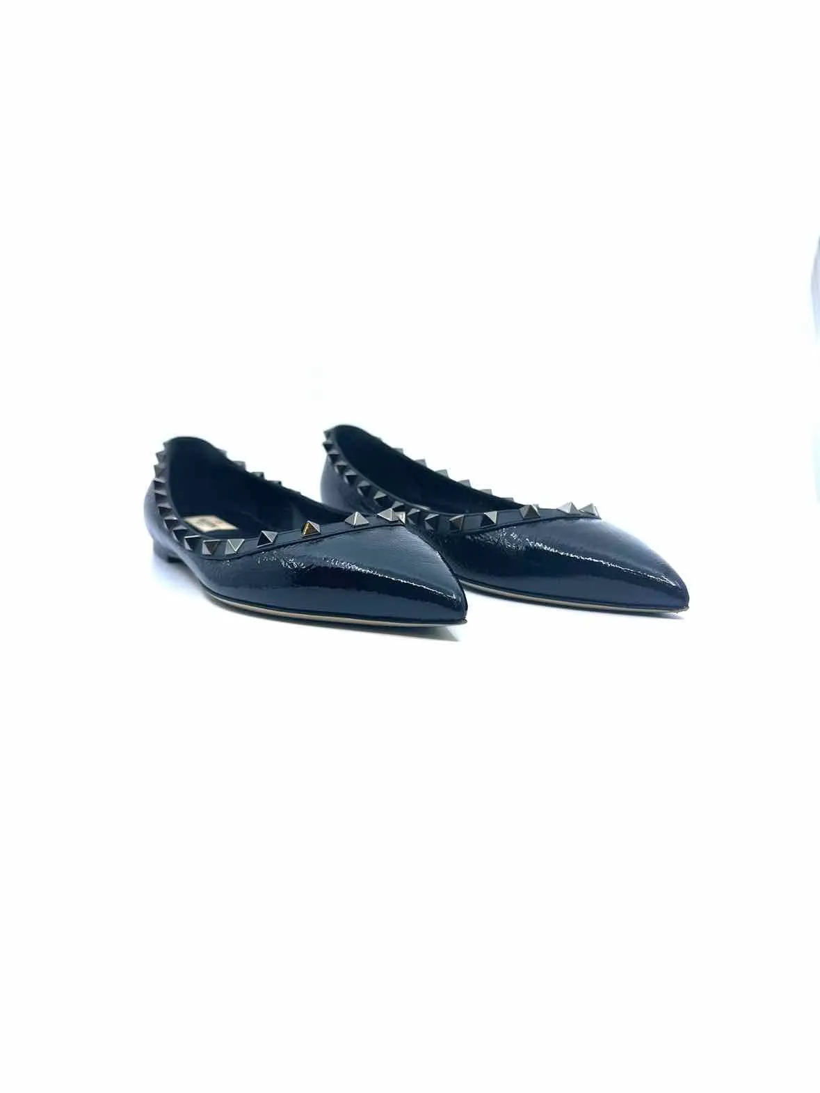 VALENTINO Size 9.5 Black Patent Leather Flats