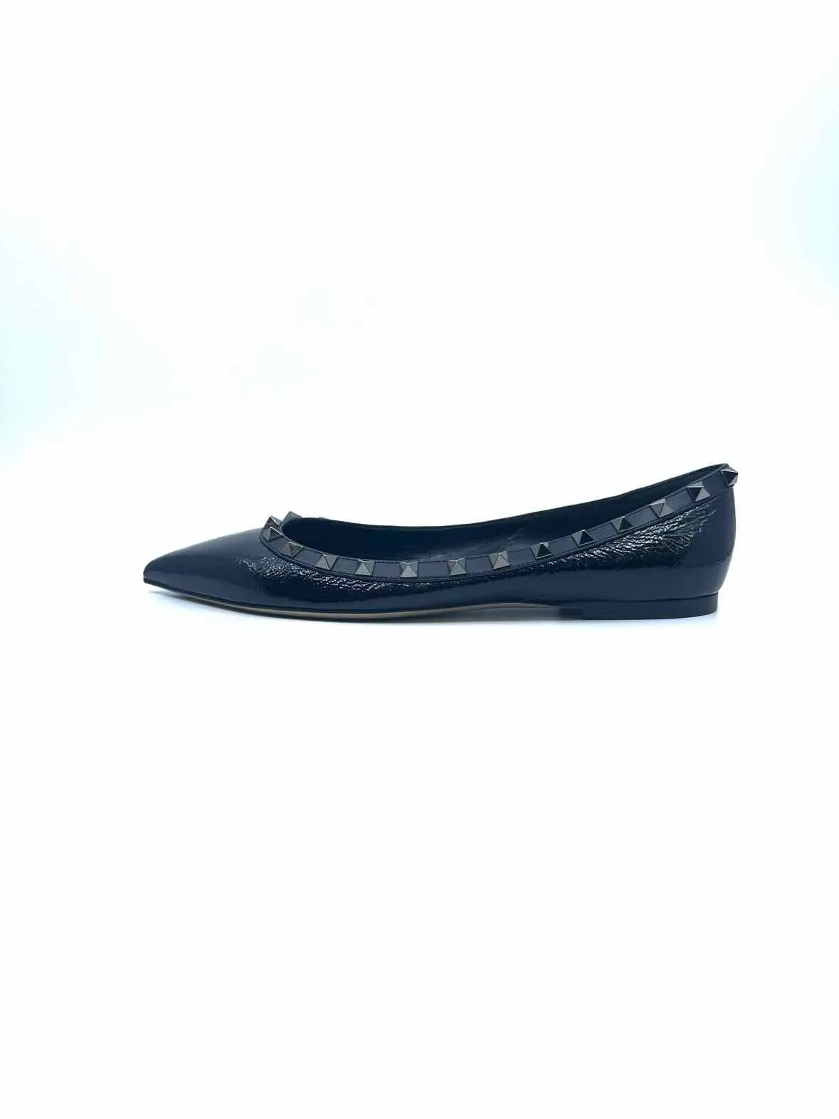 VALENTINO Size 9.5 Black Patent Leather Flats