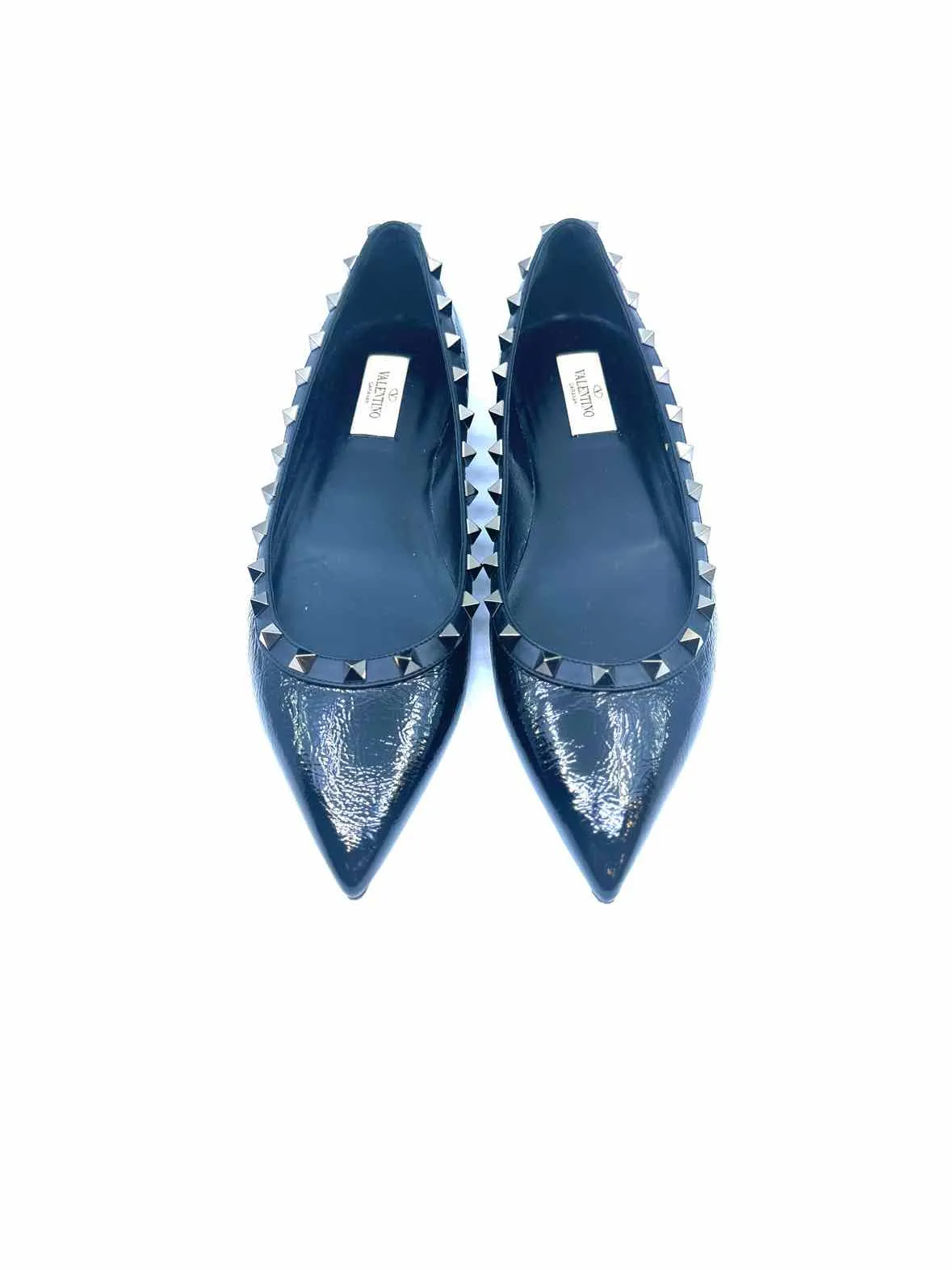 VALENTINO Size 9.5 Black Patent Leather Flats
