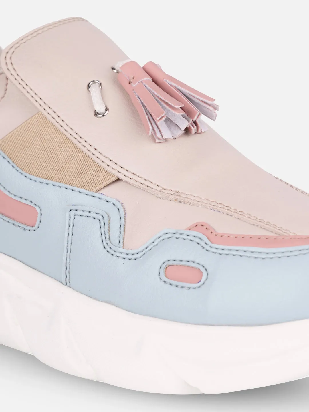 Women's Beige/Bkue All Seasons Wearing Sneakers (IU1004)