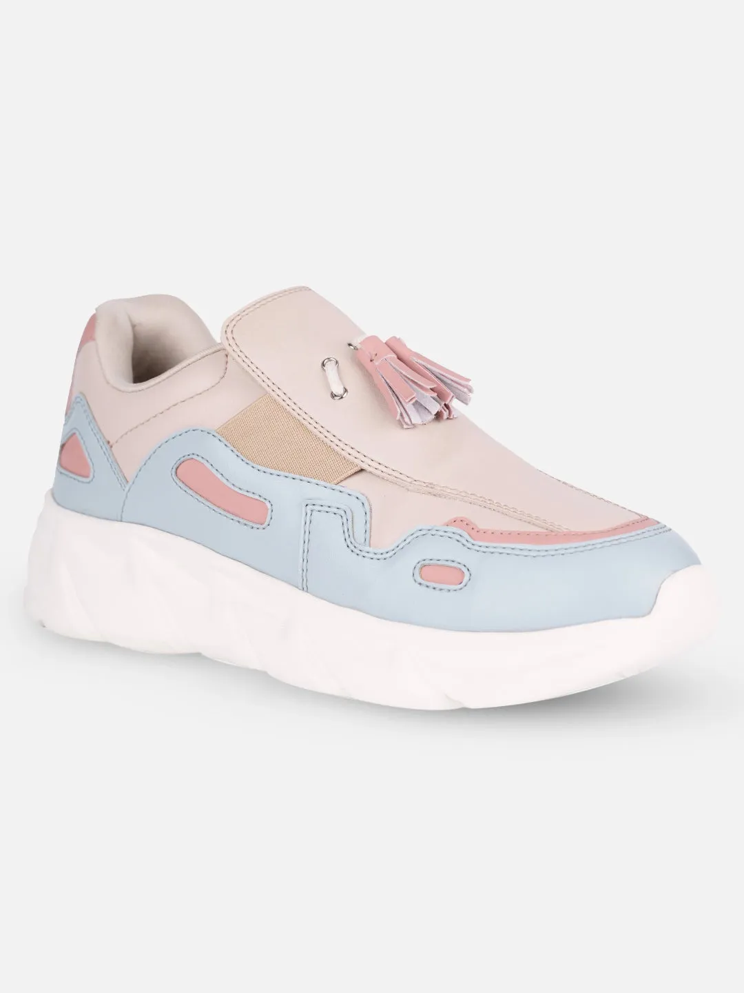 Women's Beige/Bkue All Seasons Wearing Sneakers (IU1004)