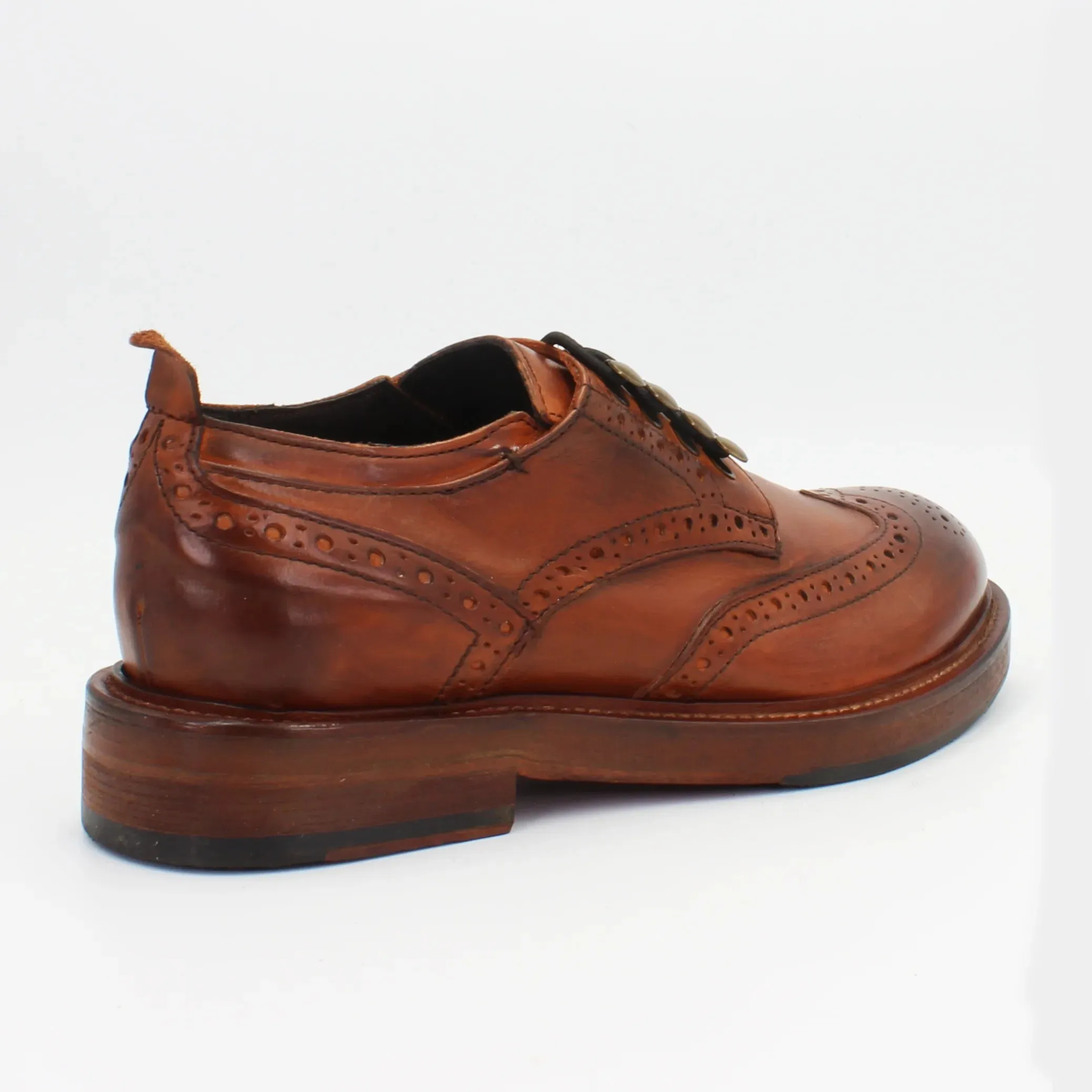 Women's Oxford Brogue in Calf Leather Cuoio Tan (JPD37907/1)