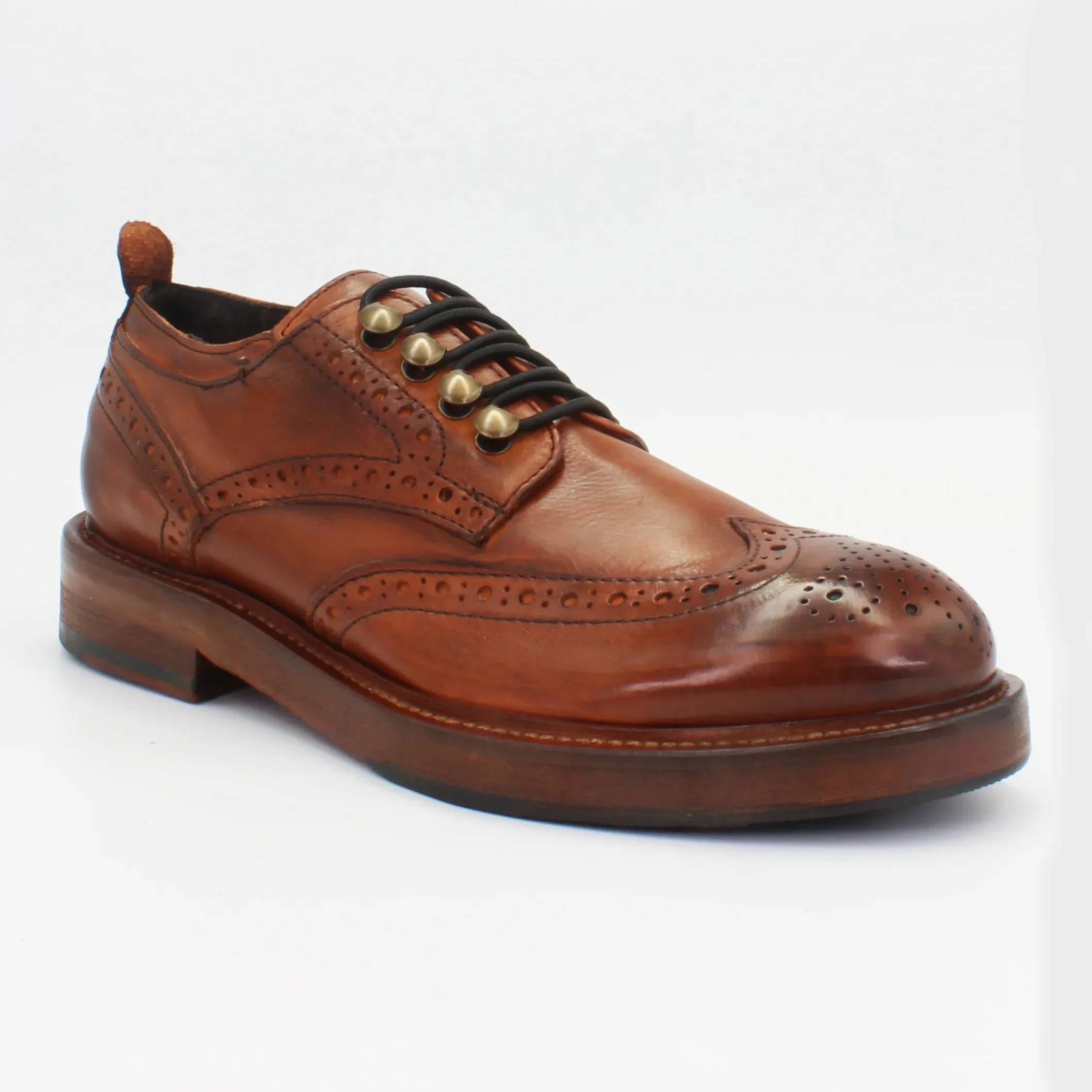 Women's Oxford Brogue in Calf Leather Cuoio Tan (JPD37907/1)