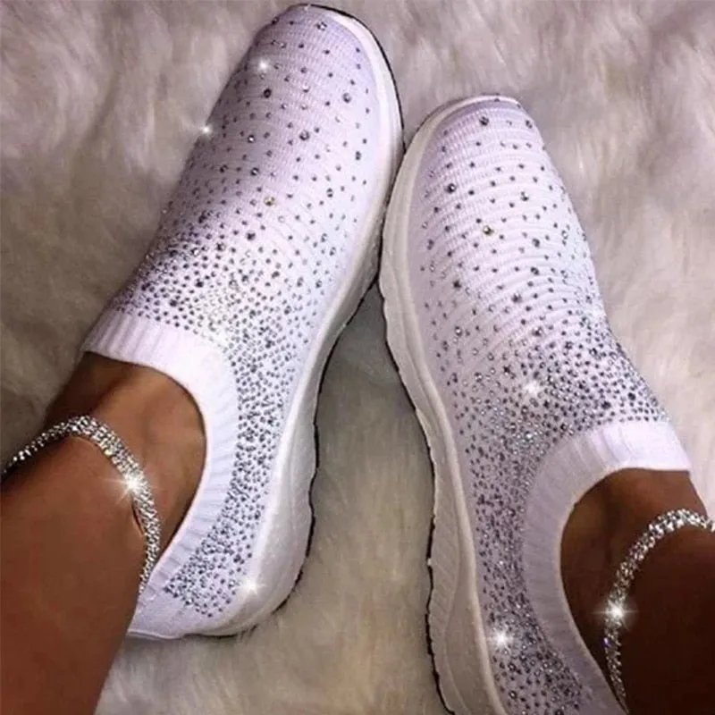 Women's Rhinestone Slip On Sneakers
